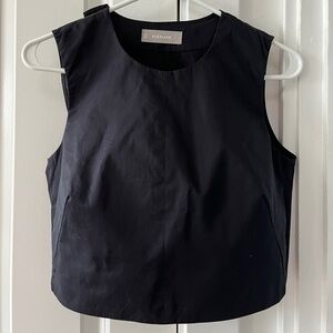 Everlane Clean Cotton Split-Back Crop Top Black Size 4 100% Cotton